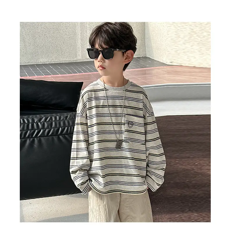 Boys Striped Long Sleeve T-Shirt Medium to XL — feature 2