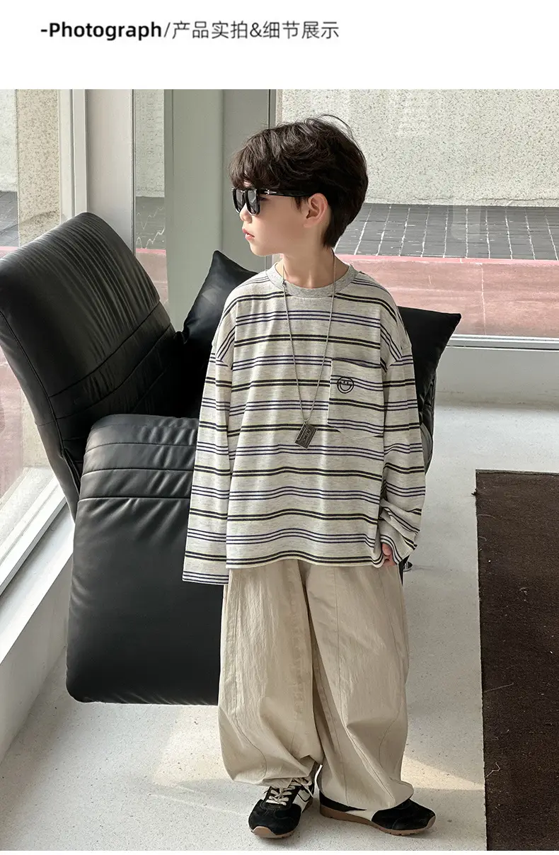 Boys Striped Long Sleeve T-Shirt Medium to XL — feature 7