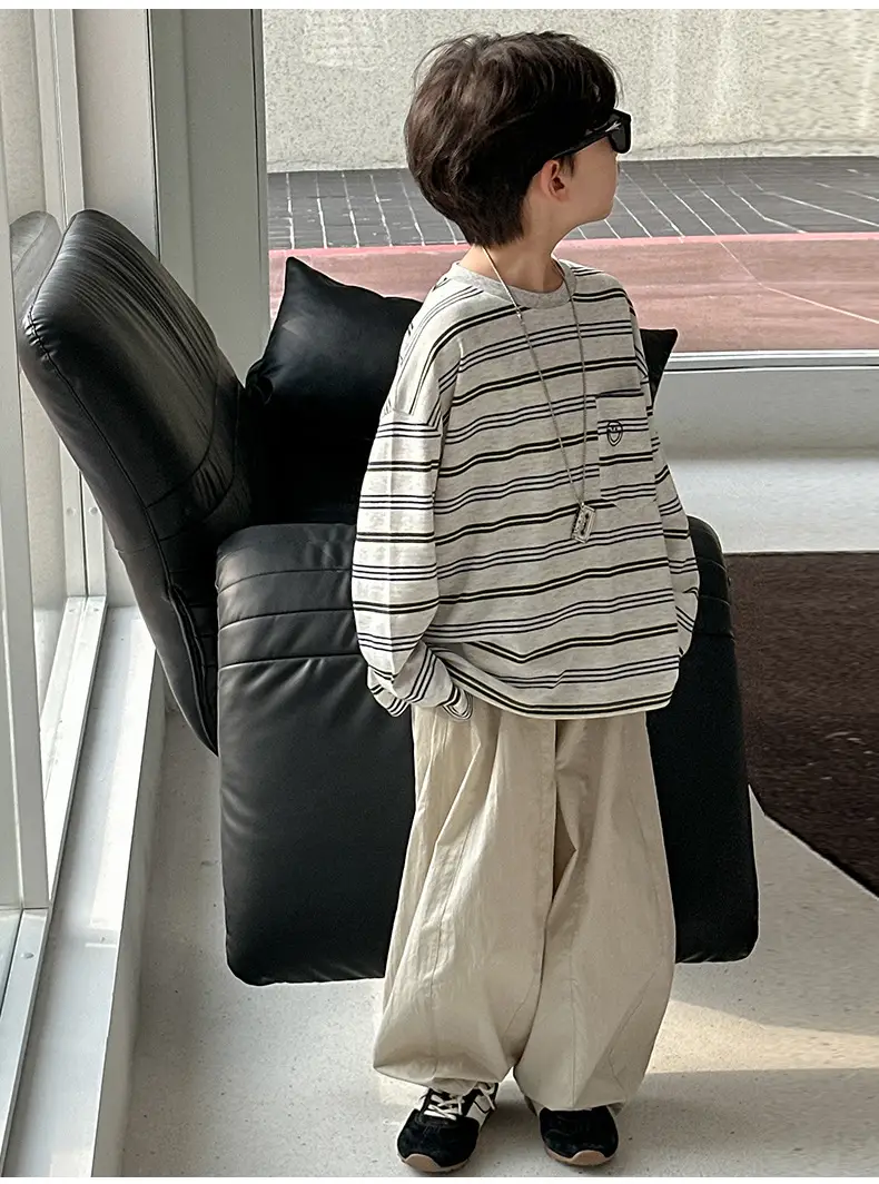 Boys Striped Long Sleeve T-Shirt Medium to XL — feature 8
