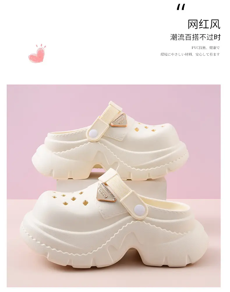 Thick Sole Cave Shoes Women's Summer High-rise Non-slip Wear-resistant Sandals EVA Outer Wear Beach Non-smelly Feet Breathable Baotou Drag — feature 3