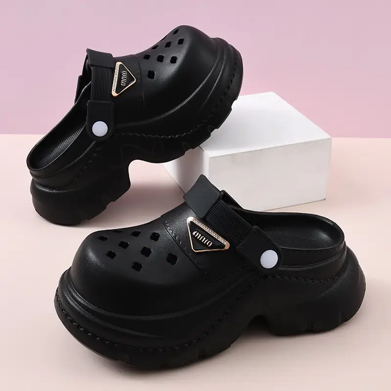 Thick Sole Cave Shoes Women's Summer High-rise Non-slip Wear-resistant Sandals EVA Outer Wear Beach Non-smelly Feet Breathable Baotou Drag - Image 2