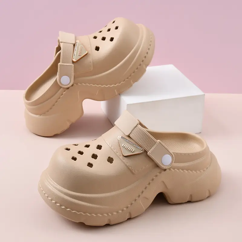 Thick Sole Cave Shoes Women's Summer High-rise Non-slip Wear-resistant Sandals EVA Outer Wear Beach Non-smelly Feet Breathable Baotou Drag - Image 3
