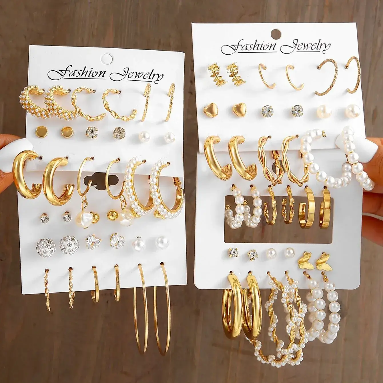Gold Plated Spiral Earrings & Studs Set for Women - Image 68