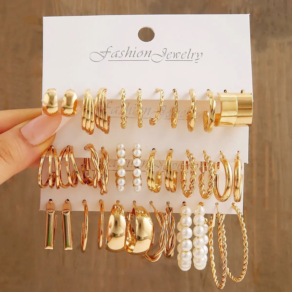 Gold Plated Spiral Earrings & Studs Set for Women - Image 69