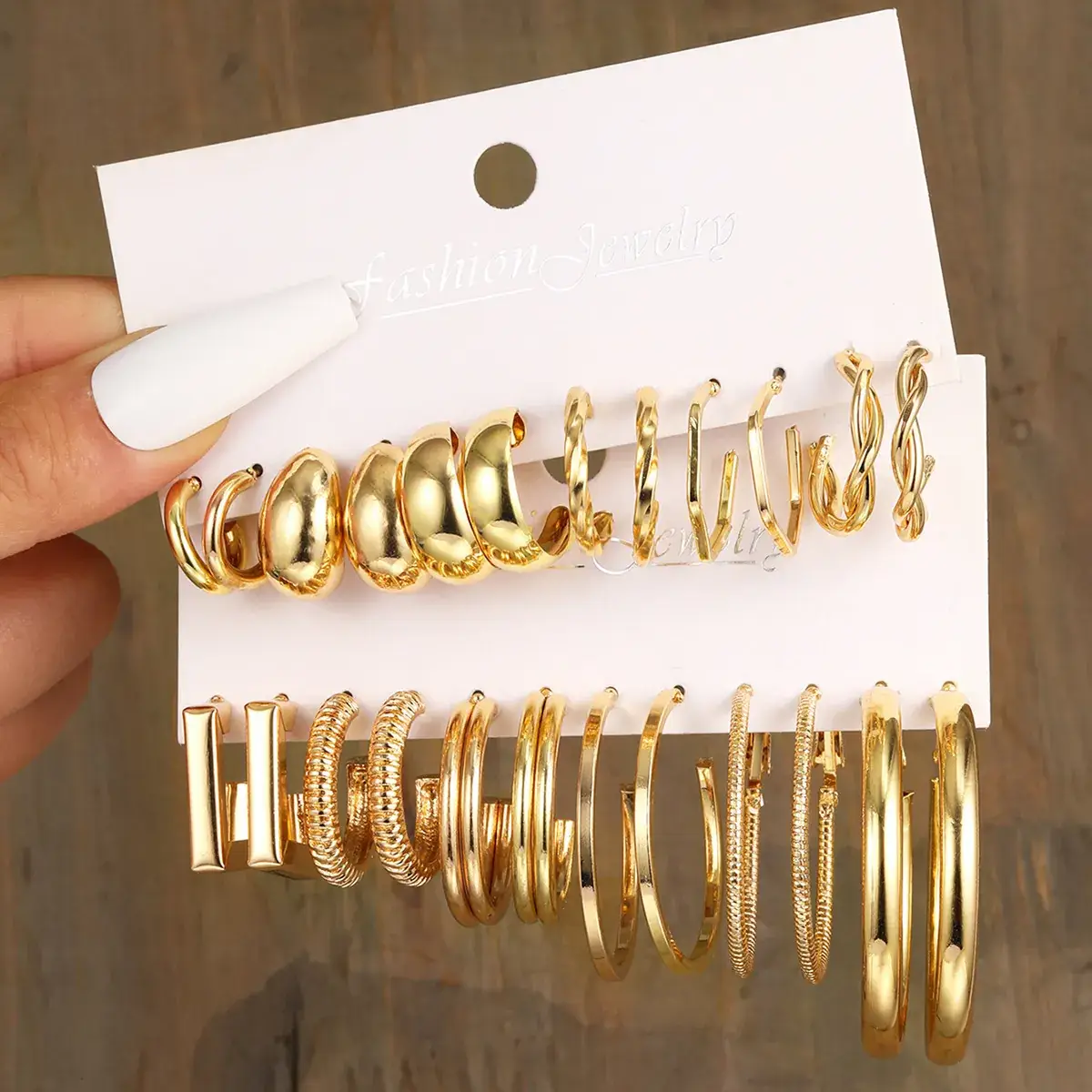 Gold Plated Spiral Earrings & Studs Set for Women - Image 13