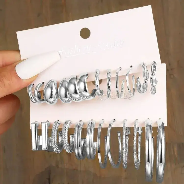 Gold Plated Spiral Earrings & Studs Set for Women - Image 14