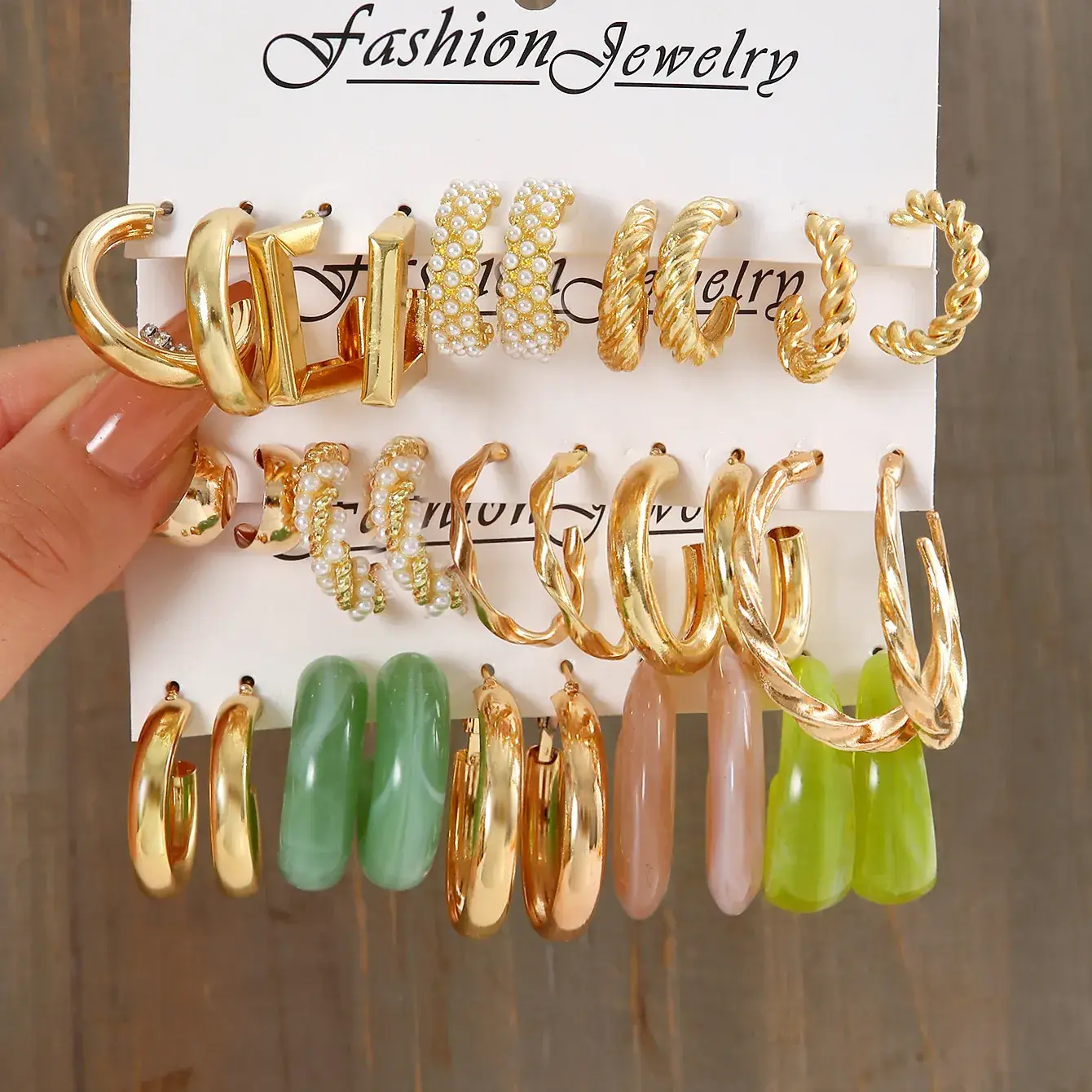 Gold Plated Spiral Earrings & Studs Set for Women - Image 18