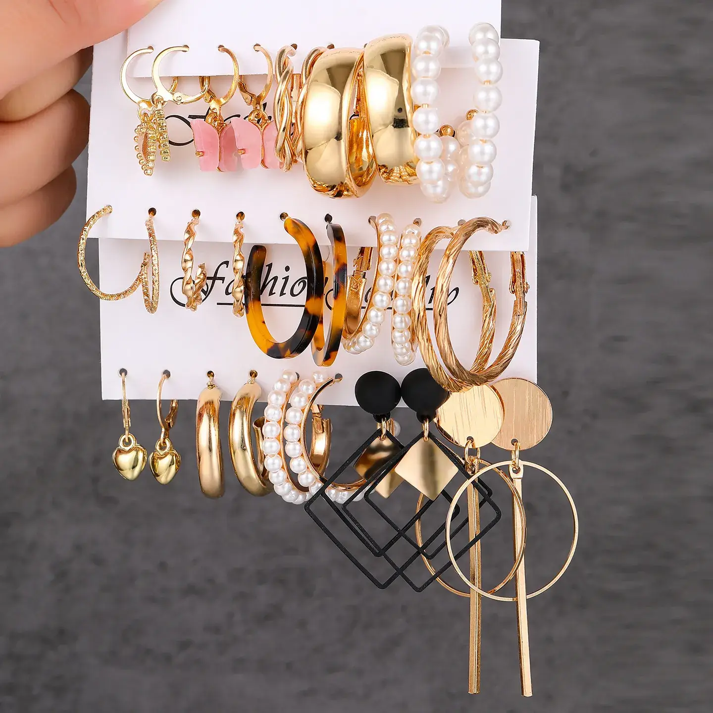 Gold Plated Spiral Earrings & Studs Set for Women - Image 19