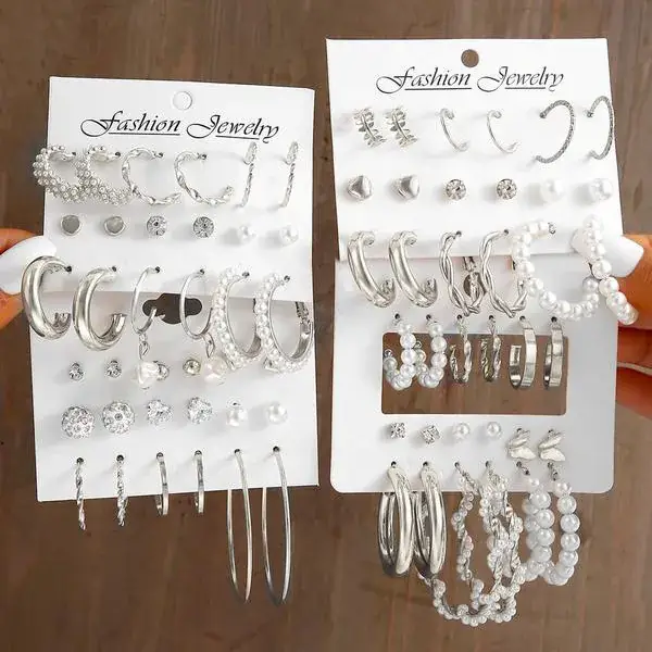 Gold Plated Spiral Earrings & Studs Set for Women - Image 2