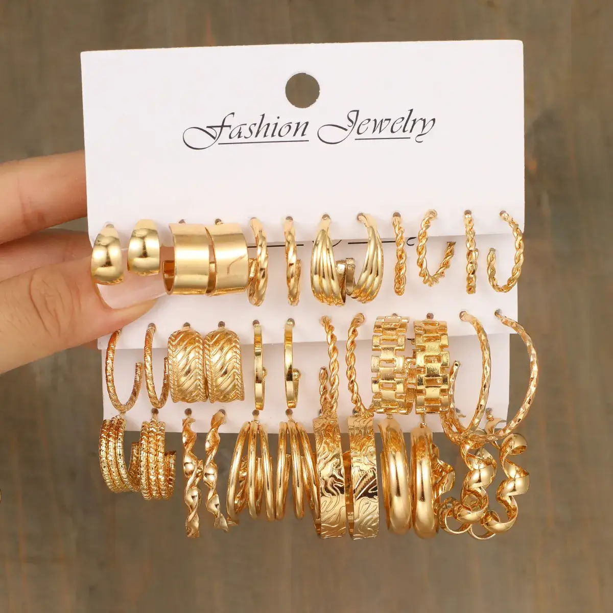 Gold Plated Spiral Earrings & Studs Set for Women - Image 21