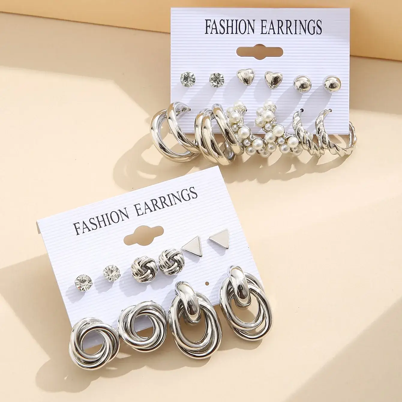 Gold Plated Spiral Earrings & Studs Set for Women - Image 30