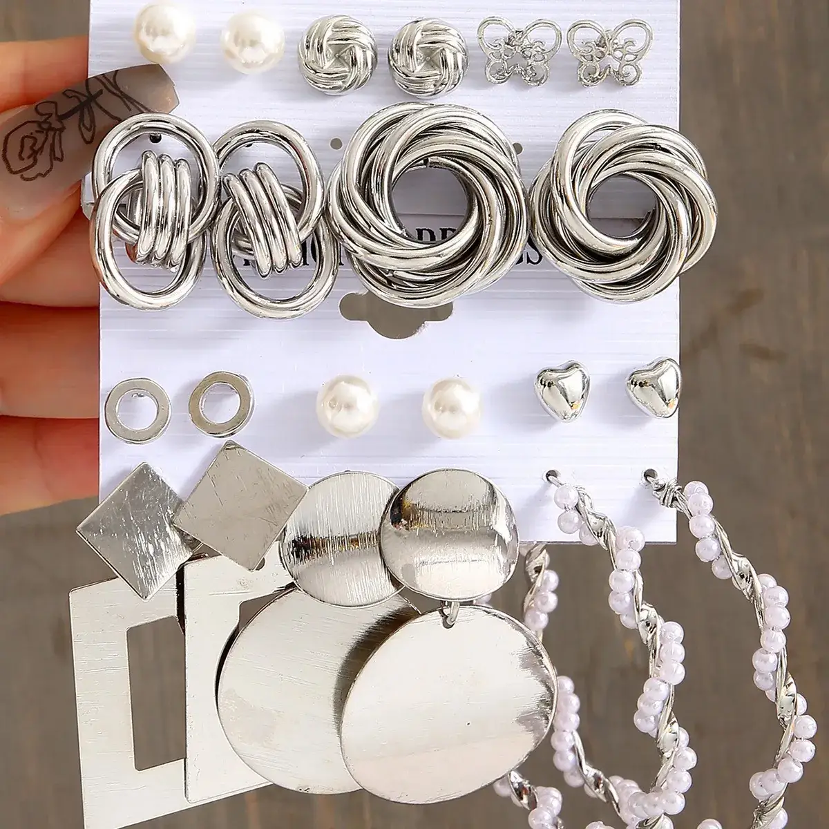 Gold Plated Spiral Earrings & Studs Set for Women - Image 31