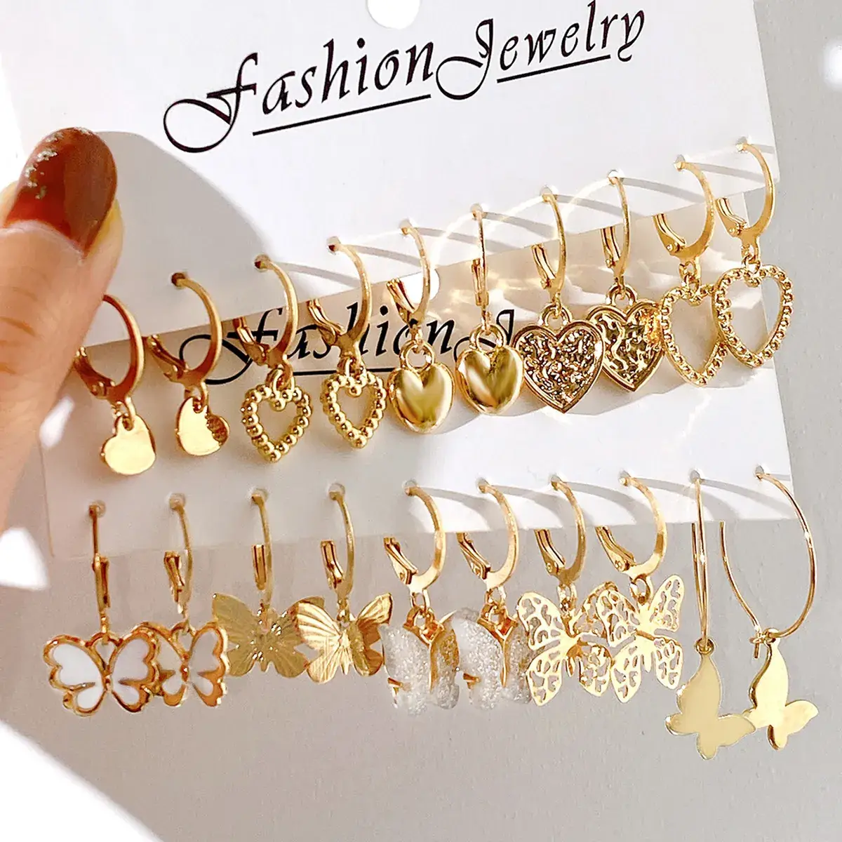 Gold Plated Spiral Earrings & Studs Set for Women - Image 33
