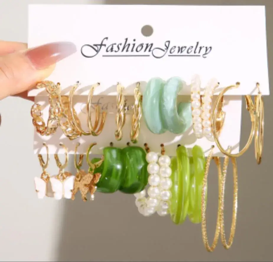 Gold Plated Spiral Earrings & Studs Set for Women - Image 36