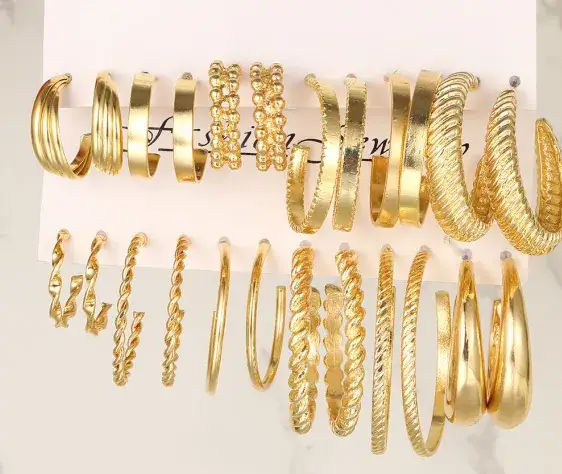 Gold Plated Spiral Earrings & Studs Set for Women - Image 39