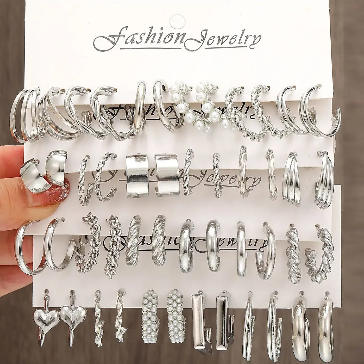 Gold Plated Spiral Earrings & Studs Set for Women - Image 4