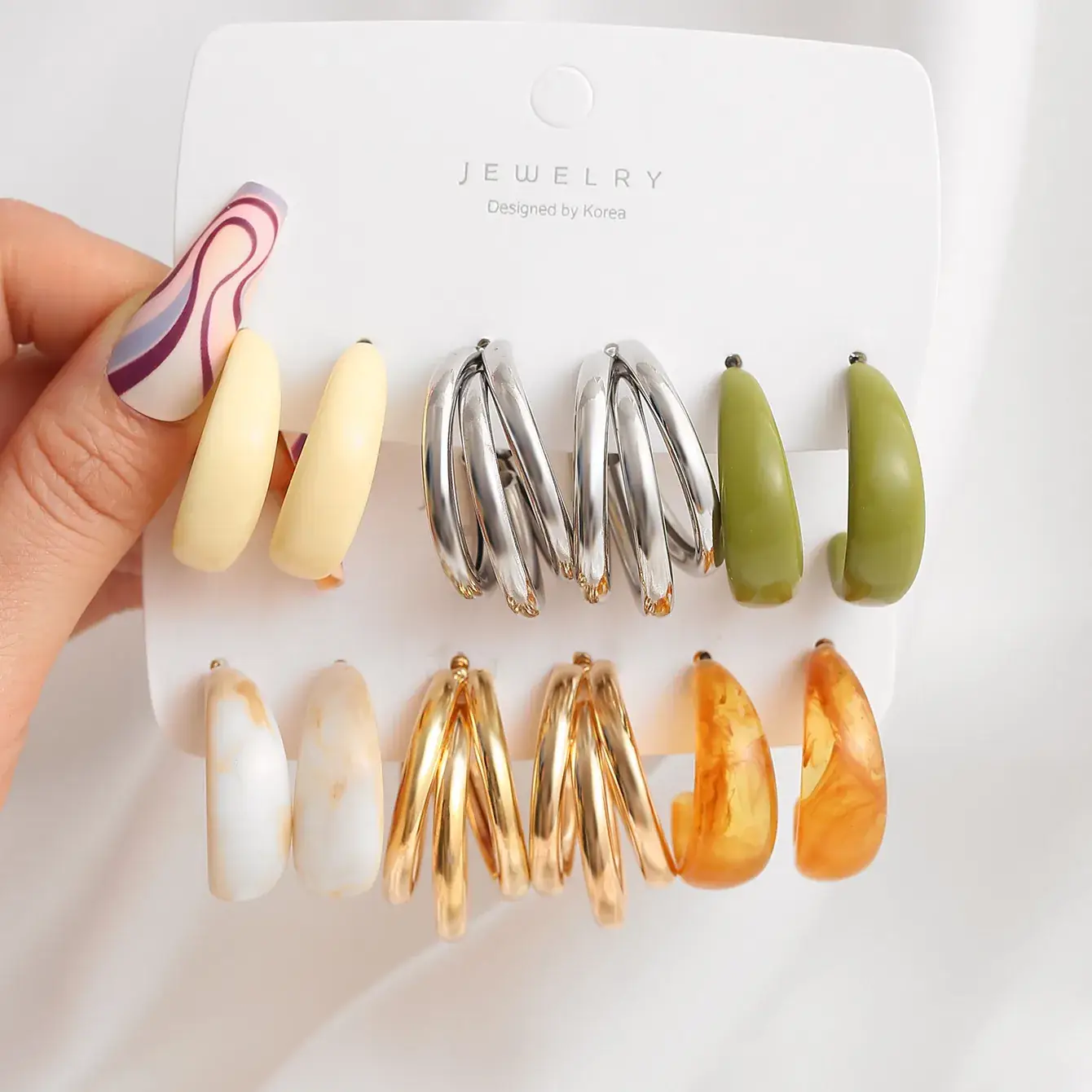 Gold Plated Spiral Earrings & Studs Set for Women - Image 42