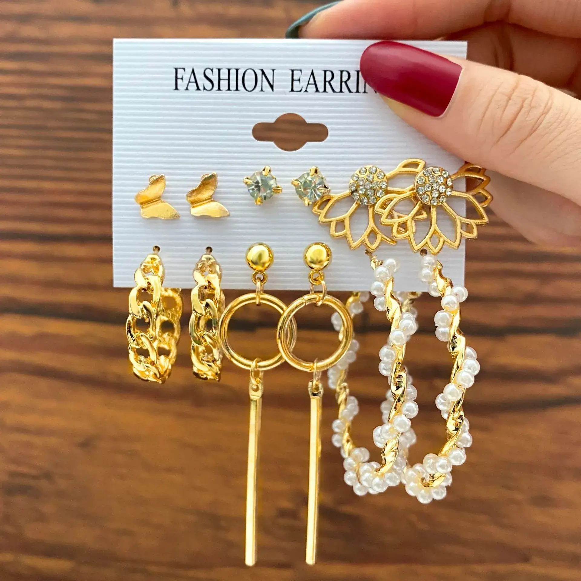 Gold Plated Spiral Earrings & Studs Set for Women - Image 51