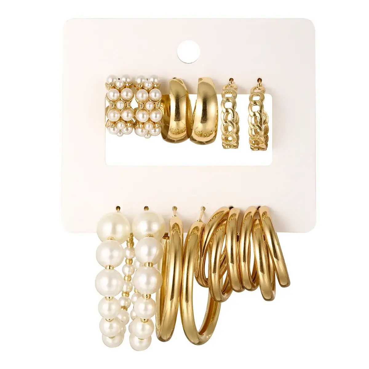 Gold Plated Spiral Earrings & Studs Set for Women - Image 63