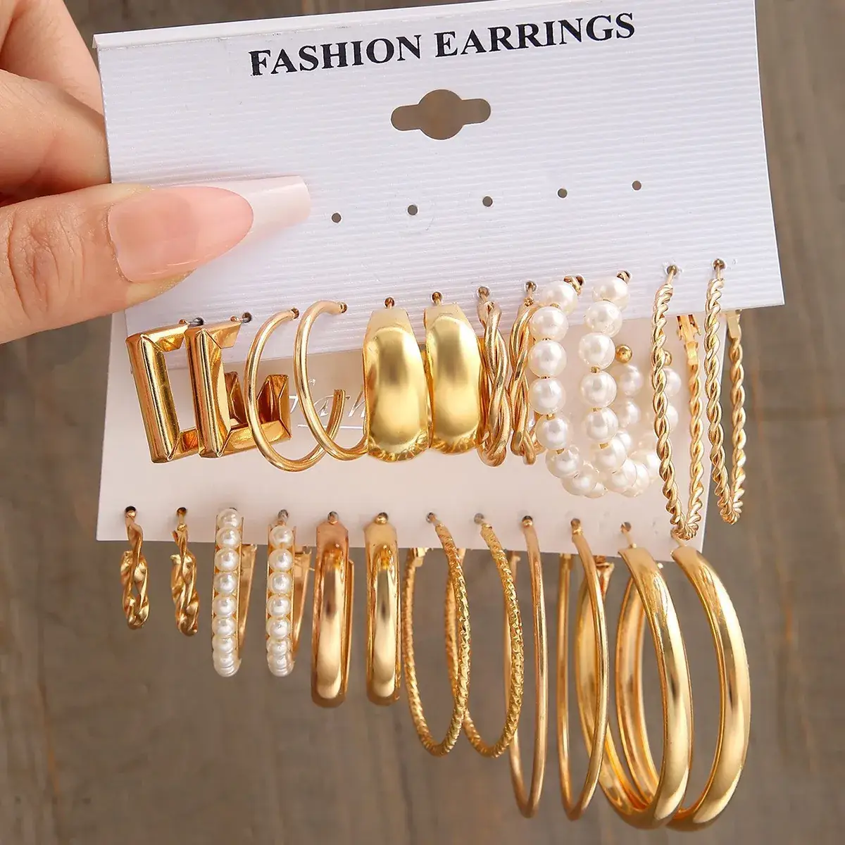 Gold Plated Spiral Earrings & Studs Set for Women - Image 9