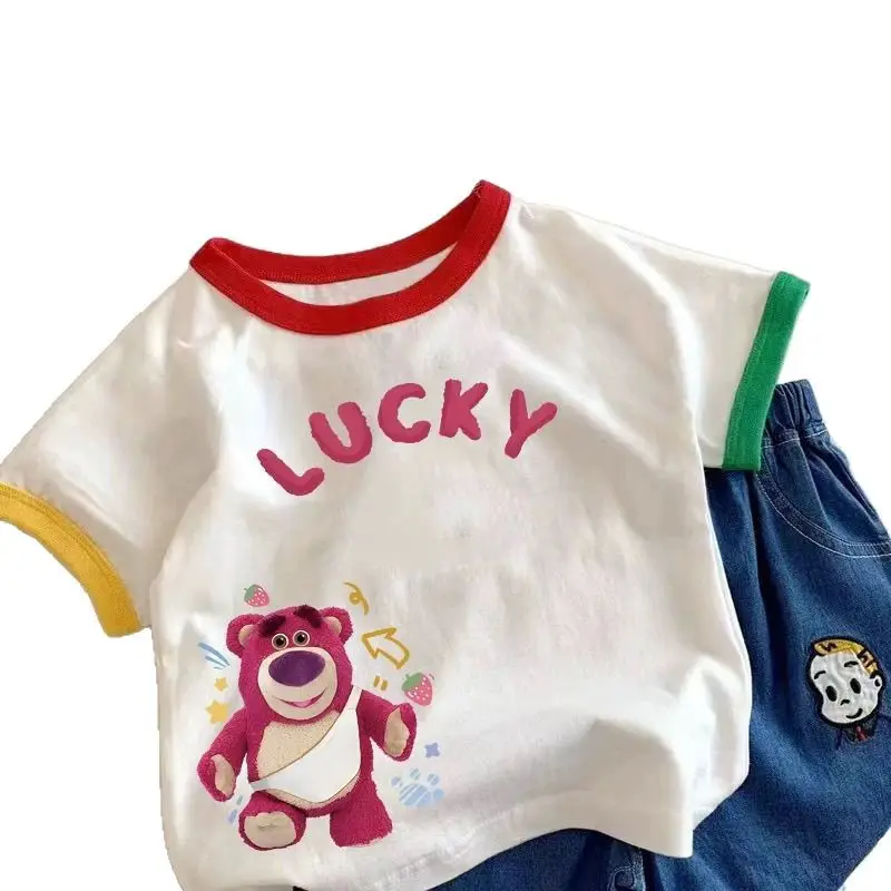 2025 Cotton Boys Girls Cartoon T-Shirt White Red - Image 15