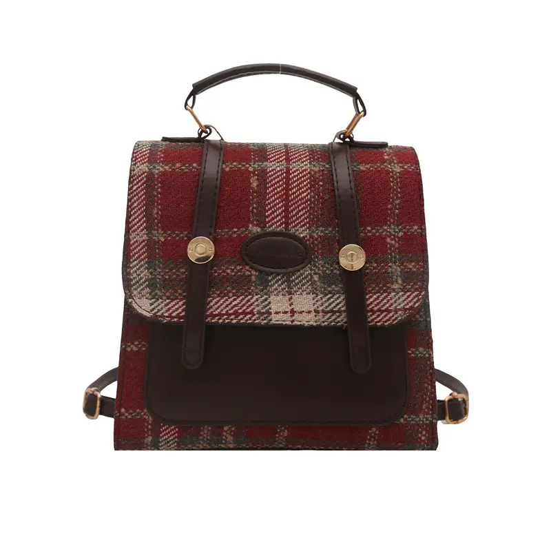British College Style Plaid Shoulder Bag for Women