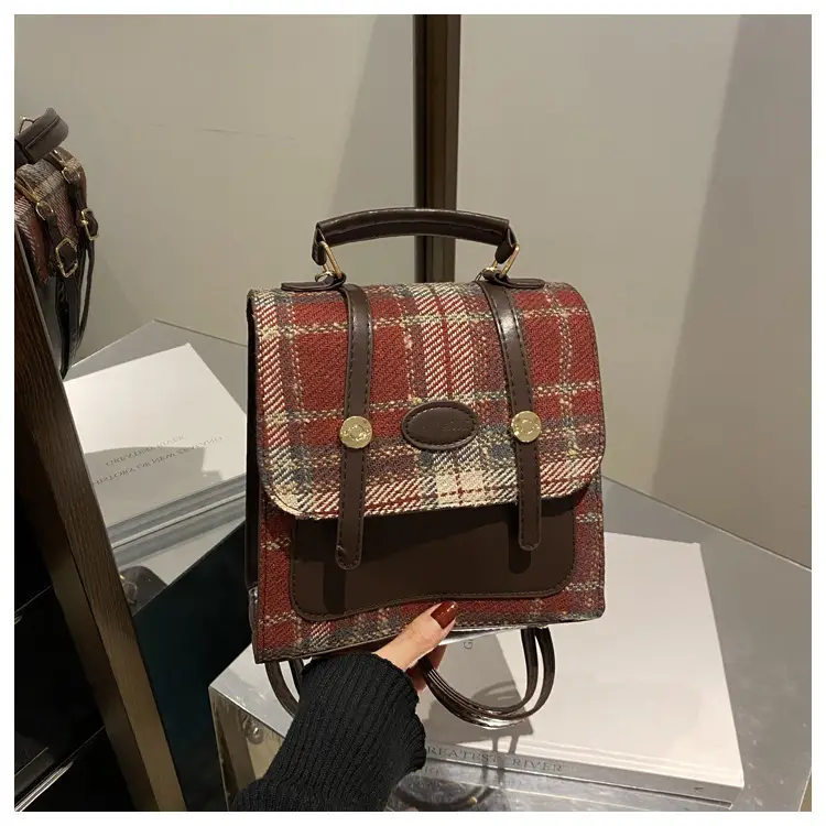 British College Style Plaid Shoulder Bag for Women — feature 10