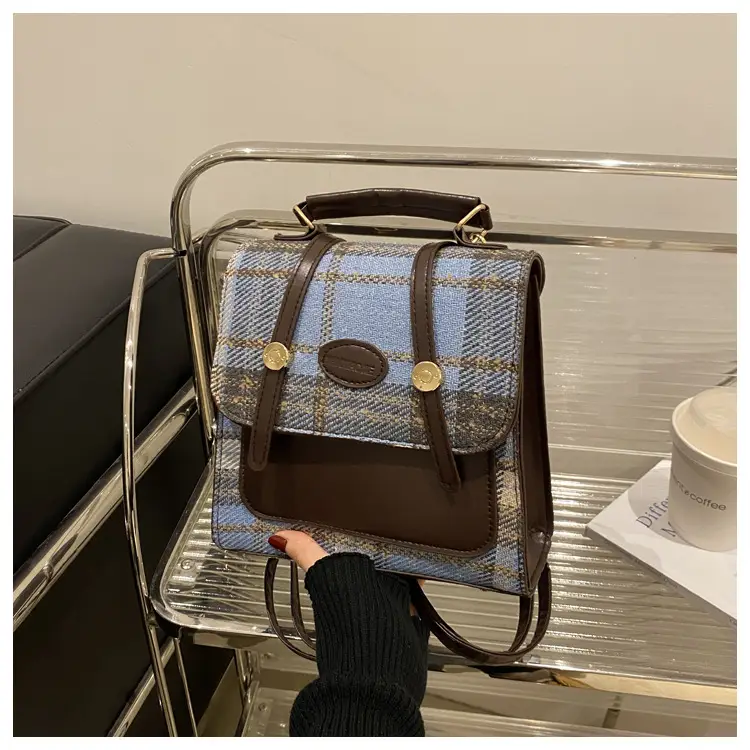 British College Style Plaid Shoulder Bag for Women — feature 11