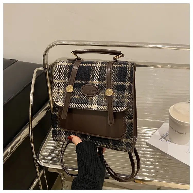 British College Style Plaid Shoulder Bag for Women — feature 13