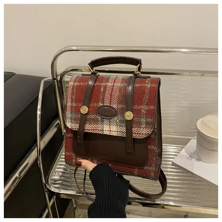 British College Style Plaid Shoulder Bag for Women — feature 15