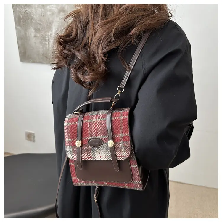 British College Style Plaid Shoulder Bag for Women — feature 16
