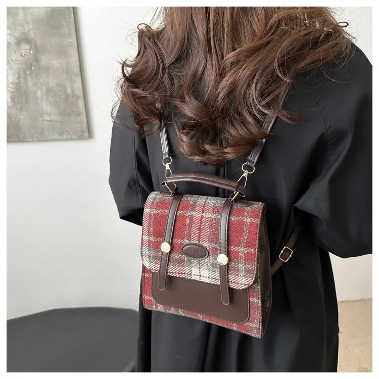 British College Style Plaid Shoulder Bag for Women — feature 17