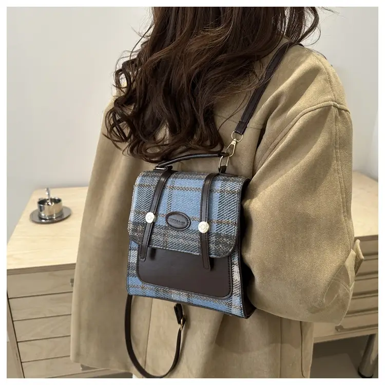 British College Style Plaid Shoulder Bag for Women — feature 20