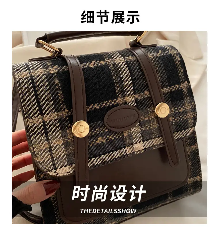 British College Style Plaid Shoulder Bag for Women — feature 4