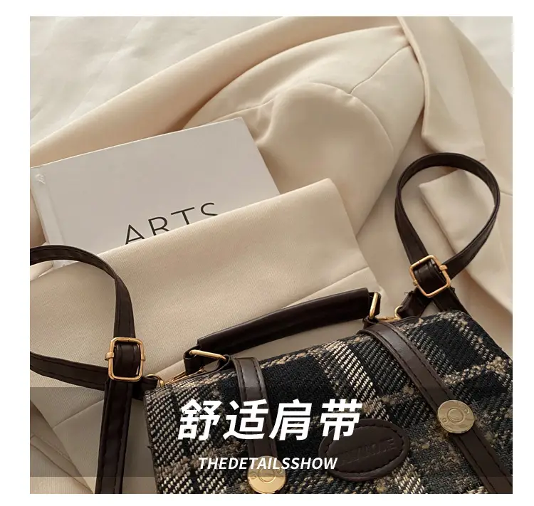 British College Style Plaid Shoulder Bag for Women — feature 5