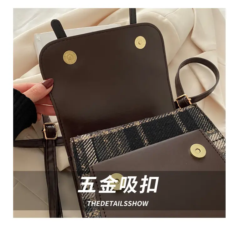 British College Style Plaid Shoulder Bag for Women — feature 6