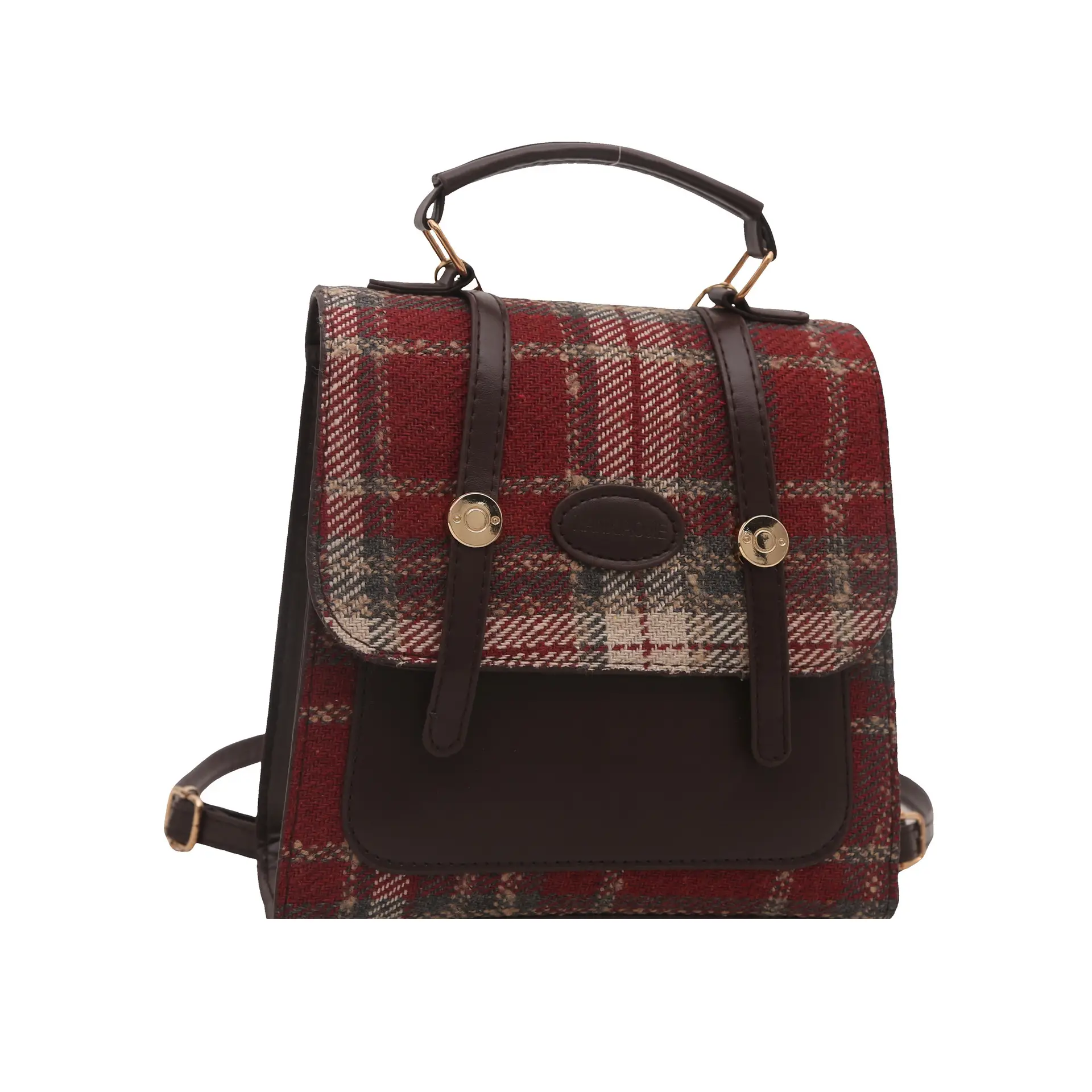 British College Style Plaid Shoulder Bag for Women