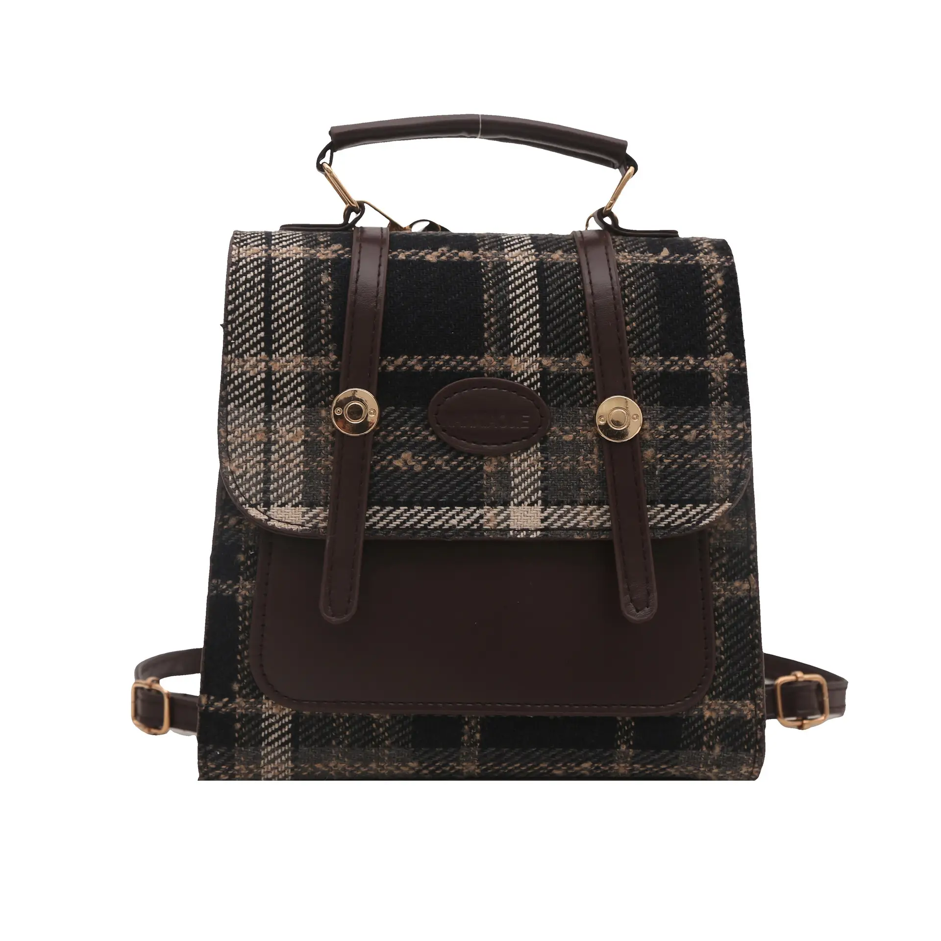 British College Style Plaid Shoulder Bag for Women