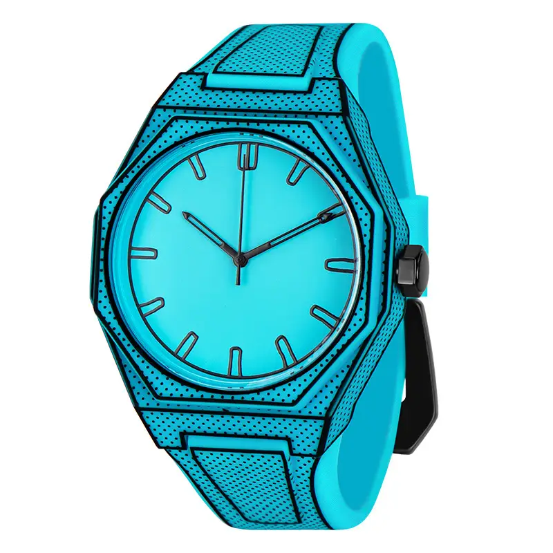 Men Women Orange Quartz Watch with Blue Dial - Image 6