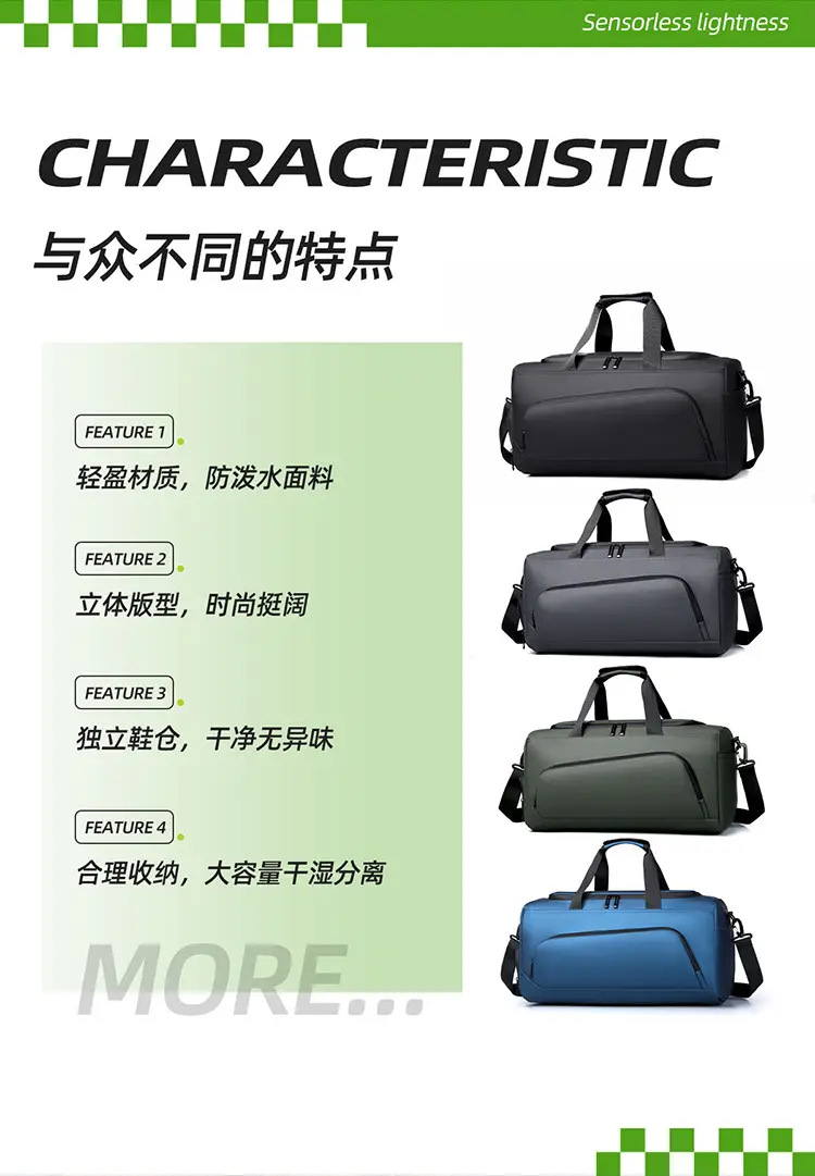 Men Large Capacity Blue Crossbody Travel Bag — feature 2