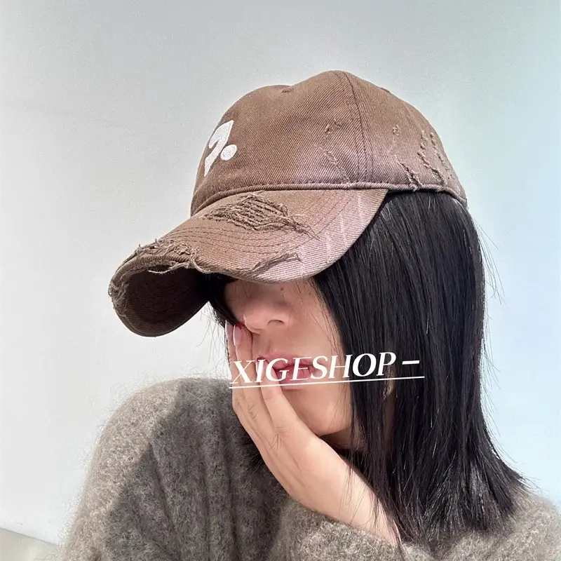 Women Baseball Cap Small Grey Black Embroidered - Image 9