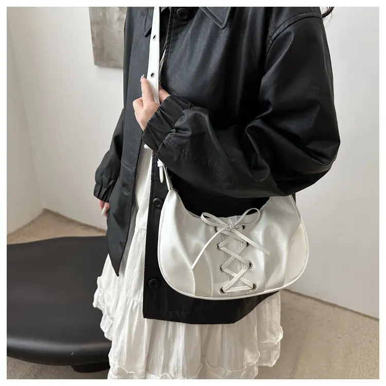 Black PU Lace-Up Bow Shoulder Bag for Women — feature 11