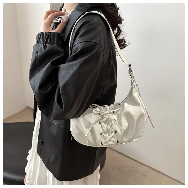 Black PU Lace-Up Bow Shoulder Bag for Women — feature 9