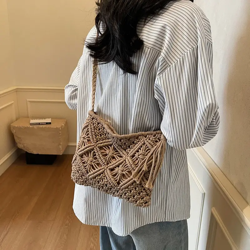 Korean Style Cotton Rope Tassel Bag 2025 Summer - Image 8