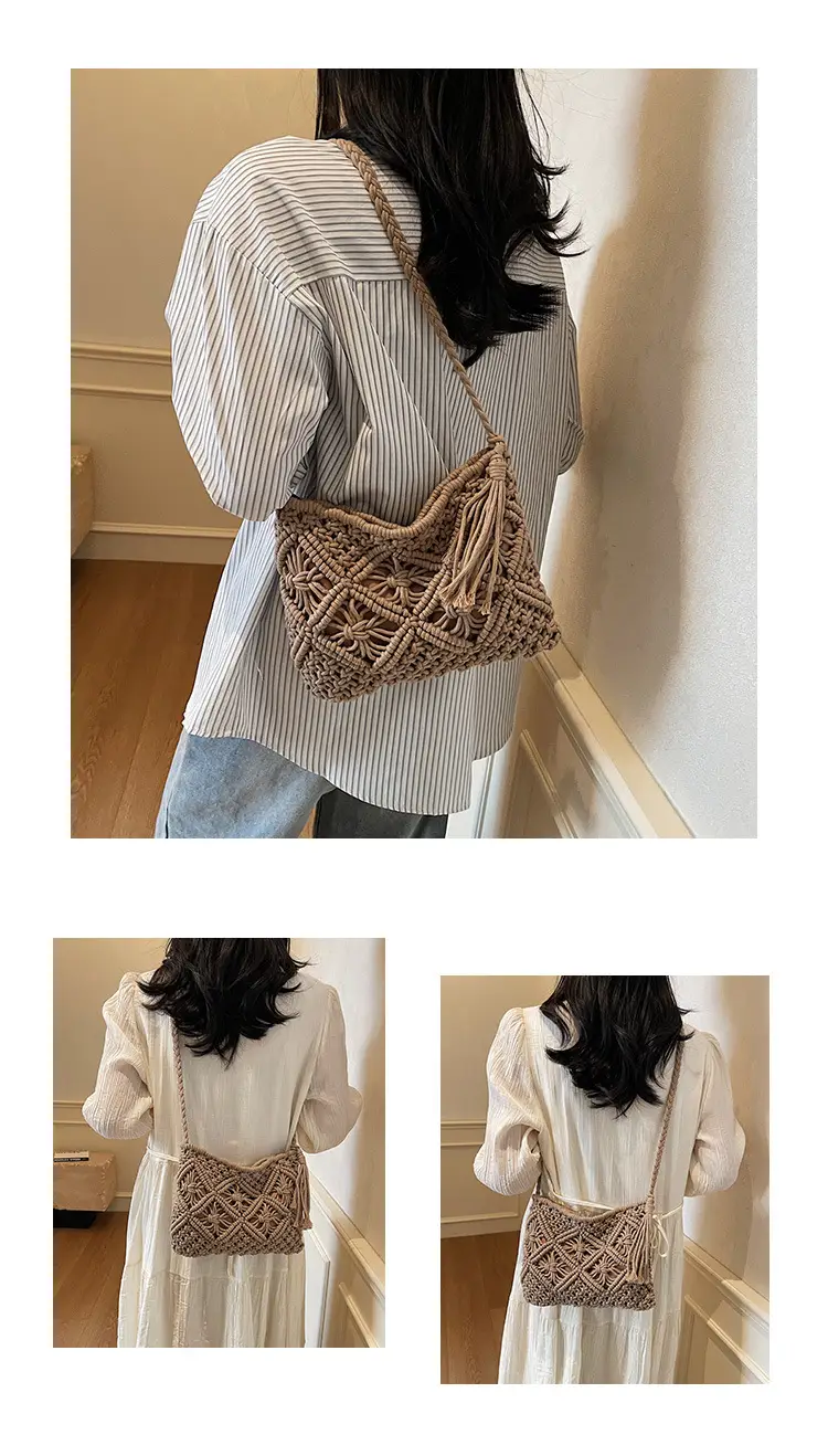 Korean Style Cotton Rope Tassel Bag 2025 Summer — feature 11
