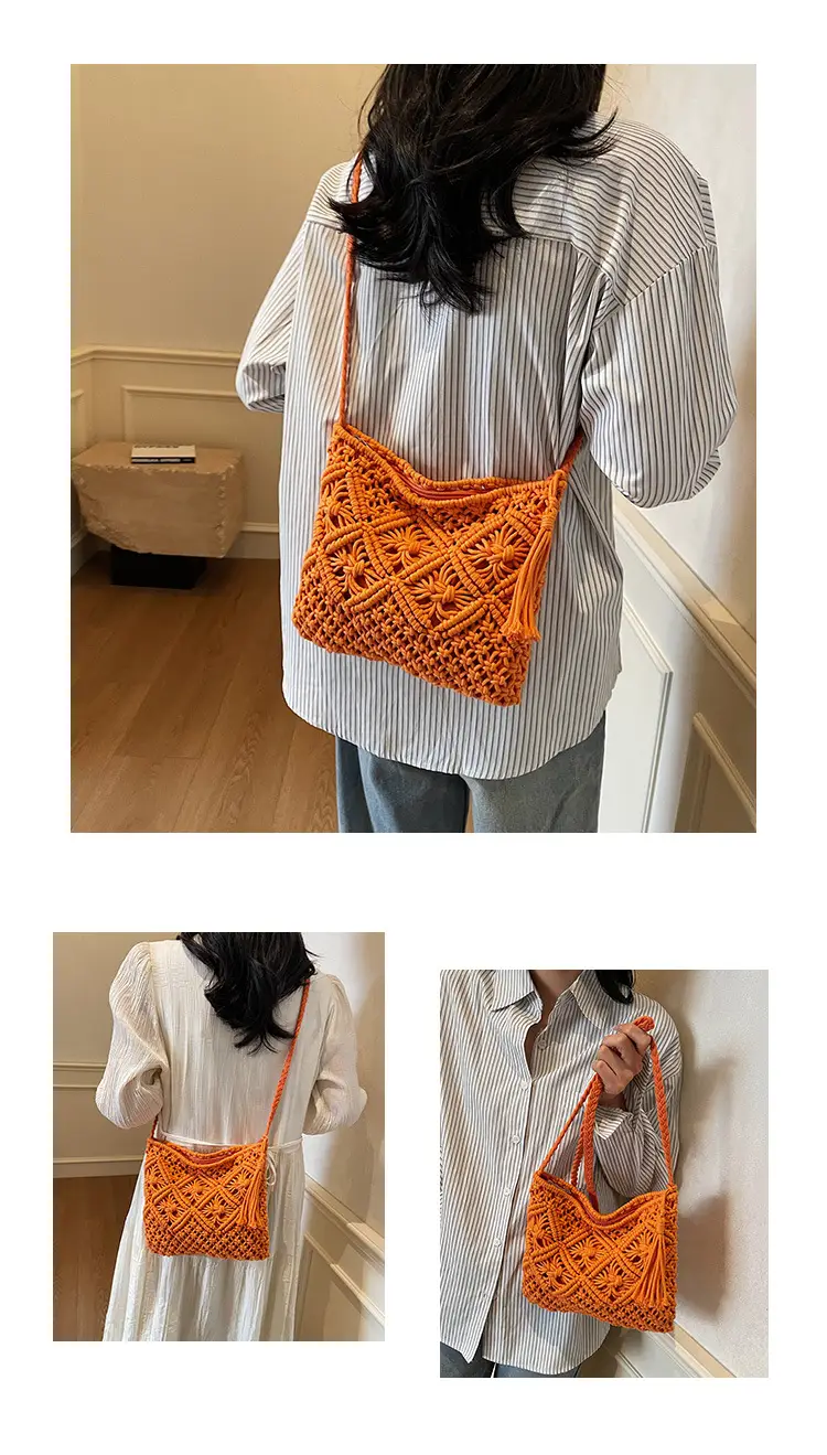 Korean Style Cotton Rope Tassel Bag 2025 Summer — feature 12