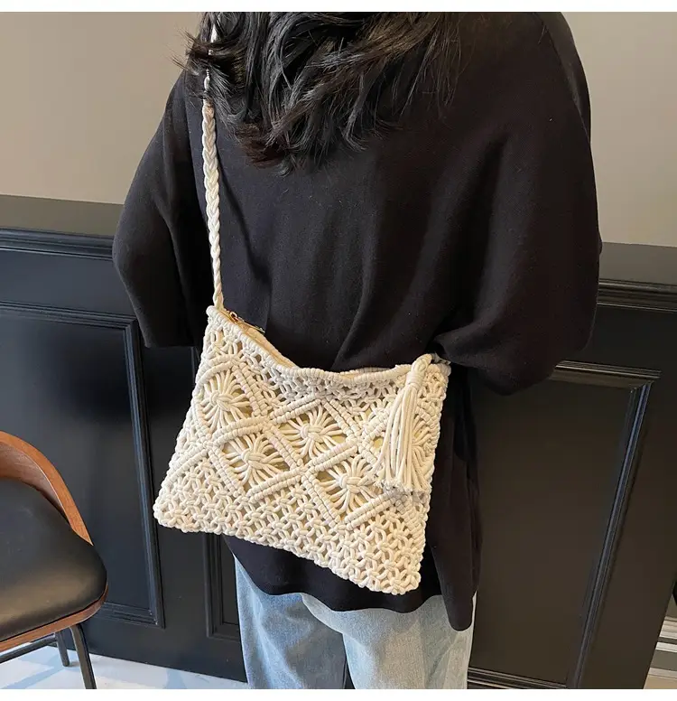 Korean Style Cotton Rope Tassel Bag 2025 Summer — feature 32