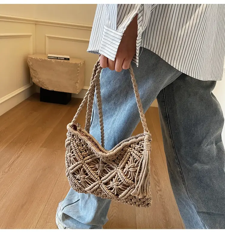 Korean Style Cotton Rope Tassel Bag 2025 Summer — feature 40