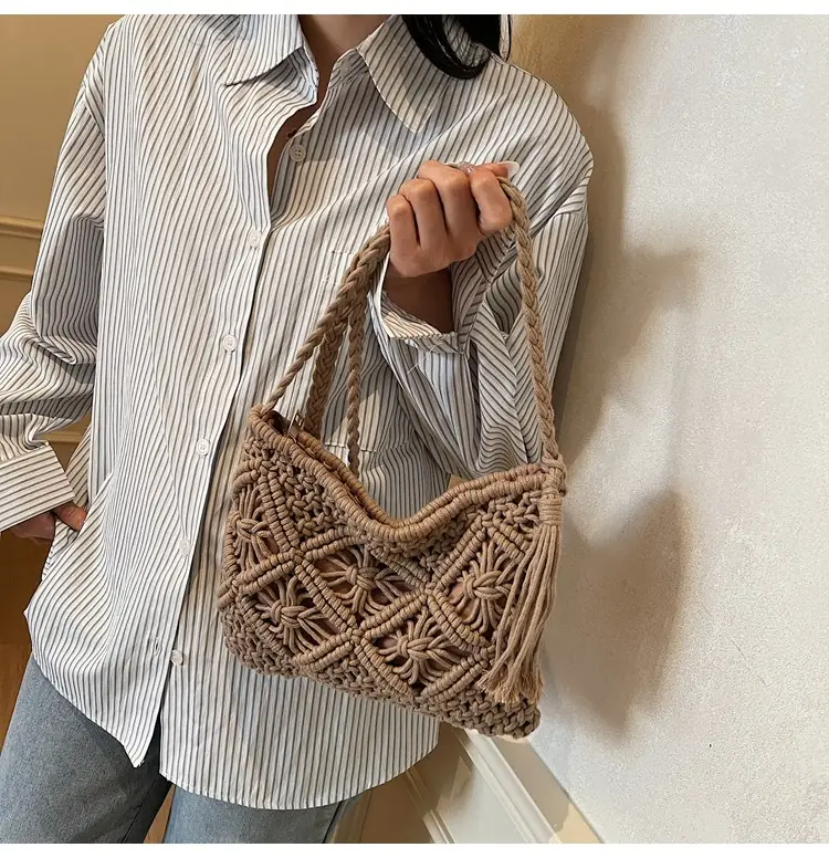 Korean Style Cotton Rope Tassel Bag 2025 Summer — feature 41