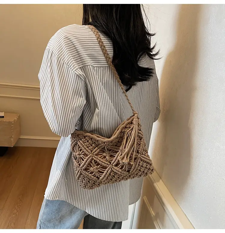 Korean Style Cotton Rope Tassel Bag 2025 Summer — feature 43